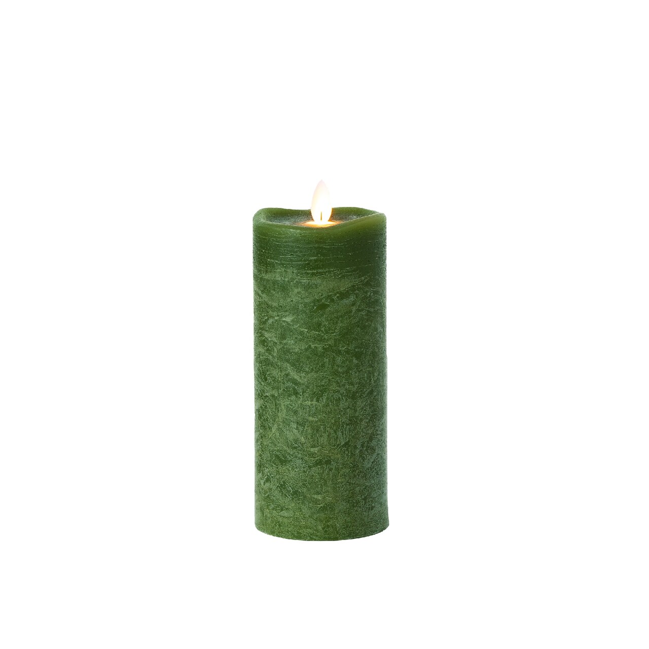 Whitehurst Battery Operated Flameless LED Frosted Pillar Candle - 7" - Green